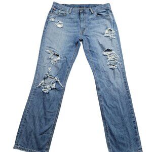 Levis 541 Jeans Mens 38x34 Blue Athletic Taper Denim Distressed